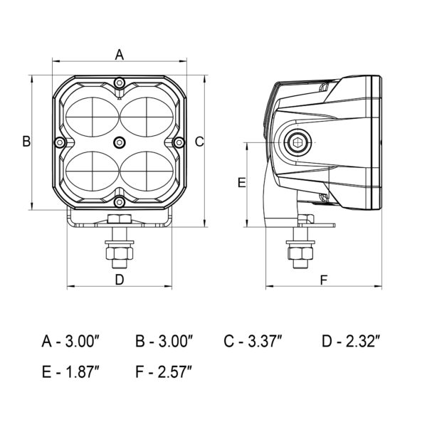 Concept Series Pod, 3” Cube LED Pod Lights, Fog Light, U Mount - 41012