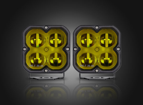 Concept Series Pod, 3” Cube LED Pod Lights, Fog Light, U Mount, Yellow Lens - 41013