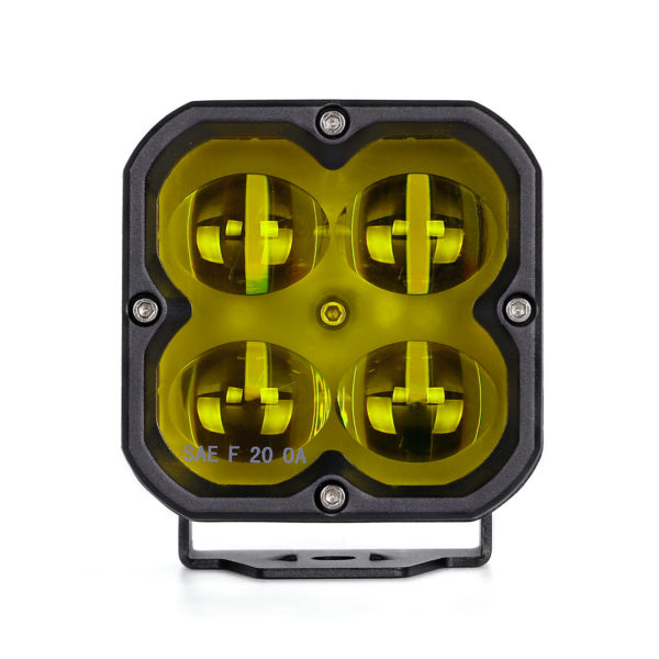 Concept Series Pod, 3” Cube LED Pod Lights, Fog Light, U Mount, Yellow Lens - 41013