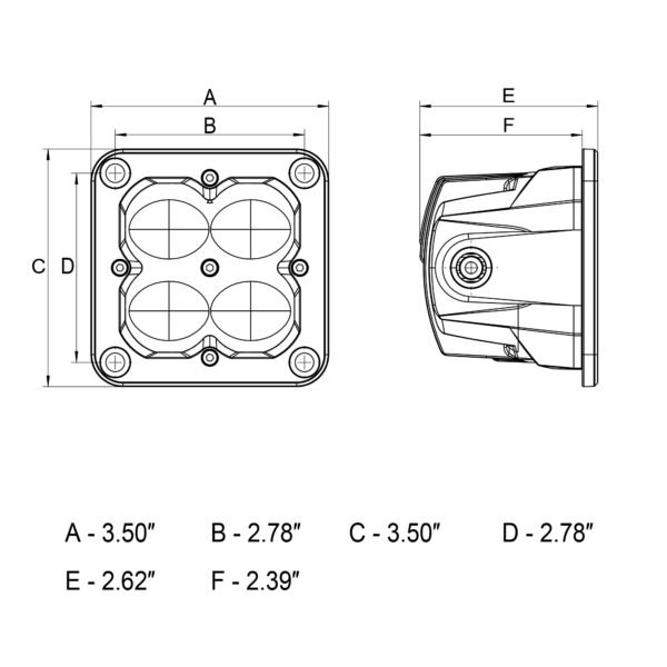 Concept Series Pod, 3” Cube LED Pod Lights, Fog Light, Flush Mount - 41112