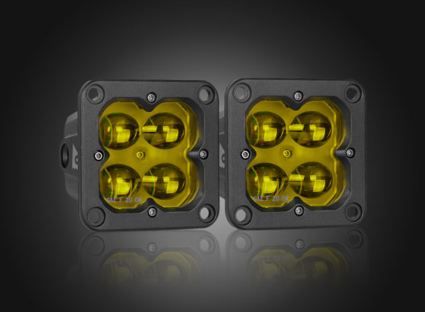 Concept Series Pod, 3” Cube LED Pod Lights, Fog Light, Flush Mount,Yellow Lens - 41113