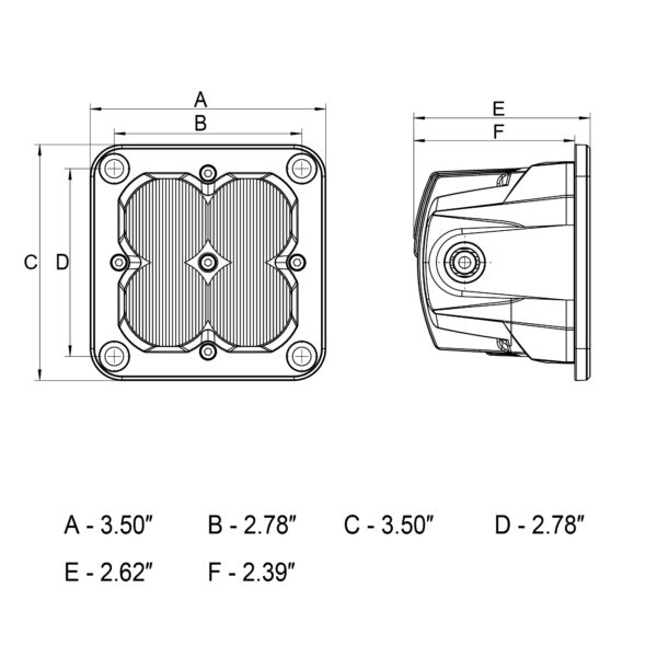 Concept Series Pod, 3” Cube LED Pod Lights, Driving Beam, Flush Mount - 41122