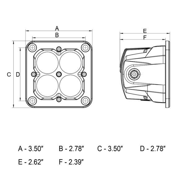 Concept Series Pod, 3” Cube LED Pod Lights, Flood Beam, Flush Mount - 41142
