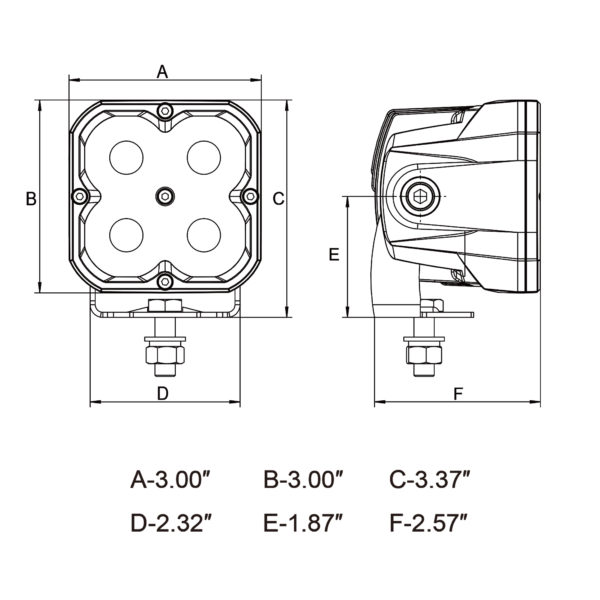 Concept Series Pod, 3” Cube LED Pod Lights, Spot Beam, U Mount (2 EA) - 41032
