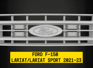 Tiny Monster Grille Kit for Ford F-150 Lariat/Lariat Sport, 2021-23 (4 Light Bars, Harness, Brackets)-61F24
