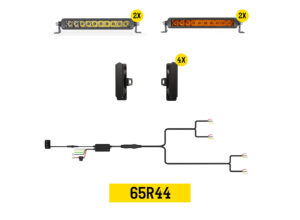 Tiny Monster Grille Kit for Honeycomb Style Grille, Universal (4 Light Bars, Harness, Brackets)-65R44